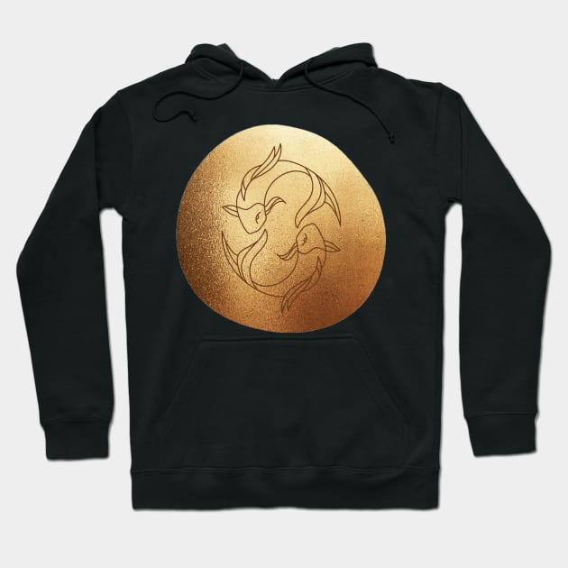 Pisces Zodiac Metallic Gold Hoodie by Faeblehoarder